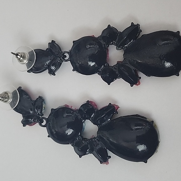 Vintage Fabric Coated Earrings - Picture 3 of 3